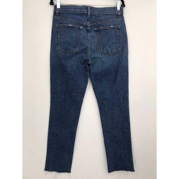 Reformation Mid Rise Slim Jean Kasai Wash Raw Hem Size 30 - Picture 4 of 5